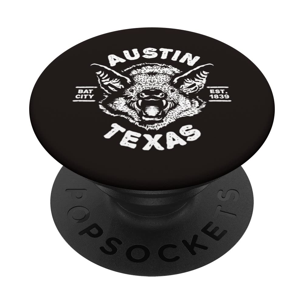 AUSTIN TX With Bat Head Illustration / Est. Established 1839 PopSockets Swappable PopGrip