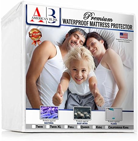 QUEEN Size NEW &amp; IMPROVED PREMIUM Waterproof Mattress Protector For Maximum Comfort &amp; Protection by American Bliss. Breathable, Hypoallergenic. Dust Mite / Bed Bug Proof, Fitted Sheet.