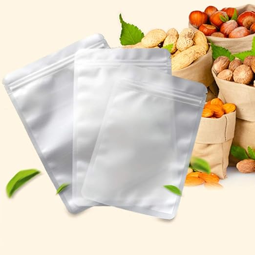 Download Amazon Com 100x Frosted Resealable White Clear Plastic Ziplock Bags Matte Food Grade Packaging Translucent Ziplock Pouch Bags Kitchen Dining