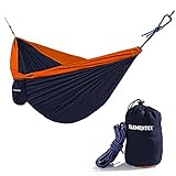 ELEMENTEX Portable Parachute Nylon Travel Camping Backpacking Hammock - Large Navy & Orange