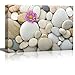 wall26 - Canvas Prints Wall Art - Zen Pebble Stones with Pink Carnation | Modern Wall Decor/Home Decoration Stretched Gallery Canvas Wrap Giclee Print. Ready to Hang - 16