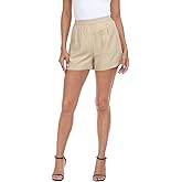 HDE High Waisted Linen Blend Pull On Dressy Summer Shorts for Women with Pockets