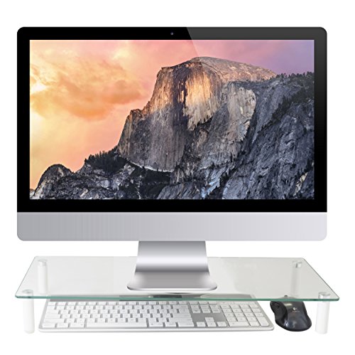 Kantek Glass Monitor Riser, 3.25" x 8.25" x 22", Clear (MS370)