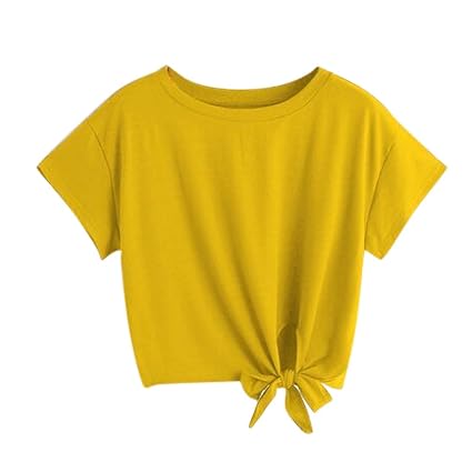 Suitray Damen T-Shirts Mode Frauen Einfarbig Kurze Ärmel Hemd Rundhals Freizeit Sweatshirts Oberteile Bluse Pullover Shirts S