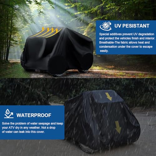 ATV Cover Universal Beach Car Cover 210D Outdoor Motorcycle Cover Waterproof Dustproof Heat Resistant Sun UV Cover 4 Wheeler Quad Bike Scooter Storage Vehicle Cover for Polaris Yamaha, 210*120*115cm