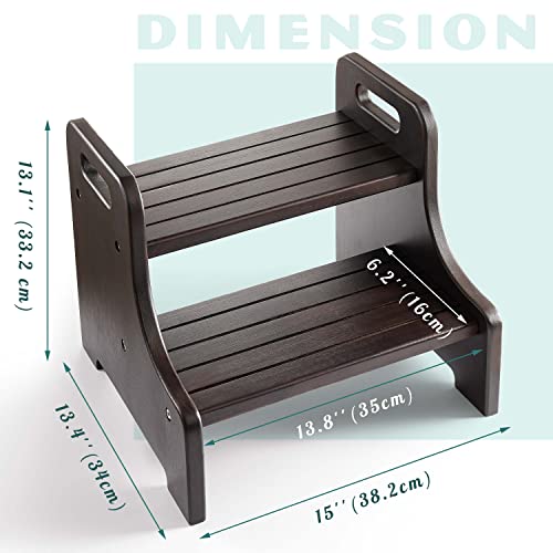2BHOME Wooden Two Step Stool Heavy Duty 2 Step Stool Holds up to