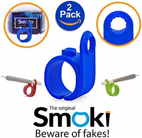 Smoki Roll Holder Ring 2 Pack | Flexible & Comfy Silicone, Ergonomic Design, Heat & Shock Proof Hands Free Rings | Protect Your Hands, Prevent Yellow Stains, Minimize Smell & Enjoy (Black&Red)