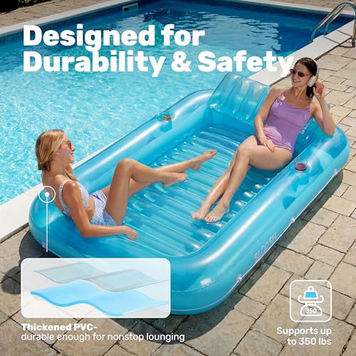 Sloosh Gonflable mats 178 x 116 cm pour Piscine, Bain de Soleil pour Adultes, Flotteur de Piscine, Matelas Gonflable pour Adultes, divertissements d'été, fête Aquatique (Fleur Violette)