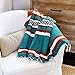 Green and Rust Mexican Blanket by Laguna Beach Textile Co - Beach, Yoga, Camping, or Decorative Throw Blanket - Traditional Handmade Serape - Rustic Green