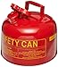 Eagle UI-25-S Type I Metal Safety Can, Flammables, 11-1/4" Width x 10" Depth, 2-1/2 Gallon Capacity, Red primary