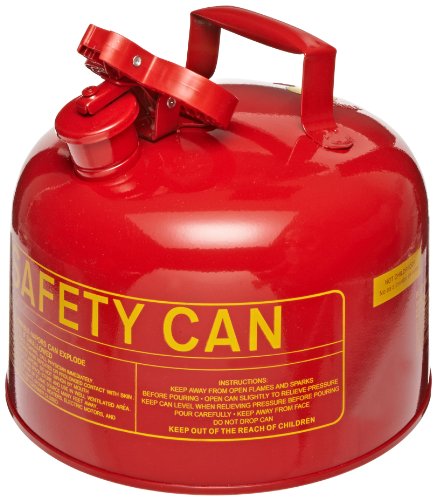 Eagle UI-25-S Type I Metal Safety Can, Flammables, 11-1/4" Width x 10" Depth, 2-1/2 Gallon Capacity, Red