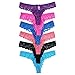 6 Pack Women Thongs Panty Bow Lace Cheeky Thongs Underwear X-Large