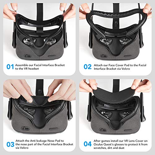 KIWI design VR Facial Interface Foam Replacement for Quest, 5 in 1