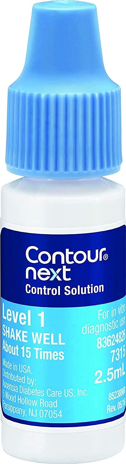 Ascensia Contour Next Control Solution for Glucose Test Meter, Level 1, 2.5mL Bottle