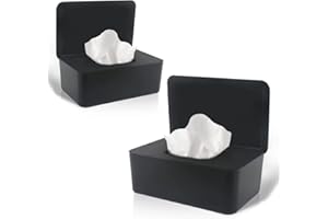 2 Pack Baby Wipes Dispenser, Refillable Wipes Dispenser Baby Wipes Case, LEQXGO Baby Wipe Holder for Fresh Wipes, Non-Slip Wipes Case, Refillable Wipe Container with Sealing Design Lid (2 Black)