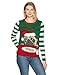 Ugly Christmas Sweater Company Women's Light-Up Pullover Xmas Sweaters Multi-Colored LED Flashing Lights Juniors, Emerald Light Up-Pug W/Cookies and Milk, L