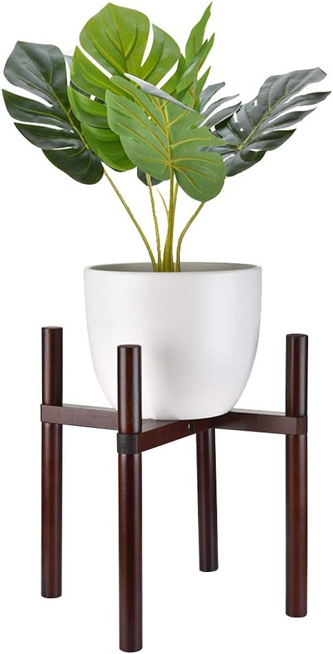 Eluck Plant Stand, Mid Century Plant Stand Modern Indoor Outdoor Tall Plant Holder Large Pots Wood Dark Brown (EXCLUDE Plant and Pot)
