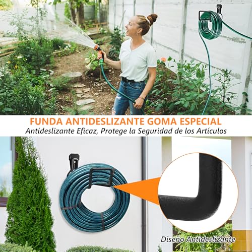 TRYXZSZ Soporte de Manguera de Jardín de Metal 2PCS, Porta Mangueras para Jardin, Porta Manguera, Antideslizante y Durable, Puede Soportar 100 kg, para Jardines, Garajes, Talleres, Tubería de Agua