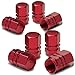 Hexagon Style Polished Aluminum Red Chrome Tire Valve Stem Caps (Pack of 8)