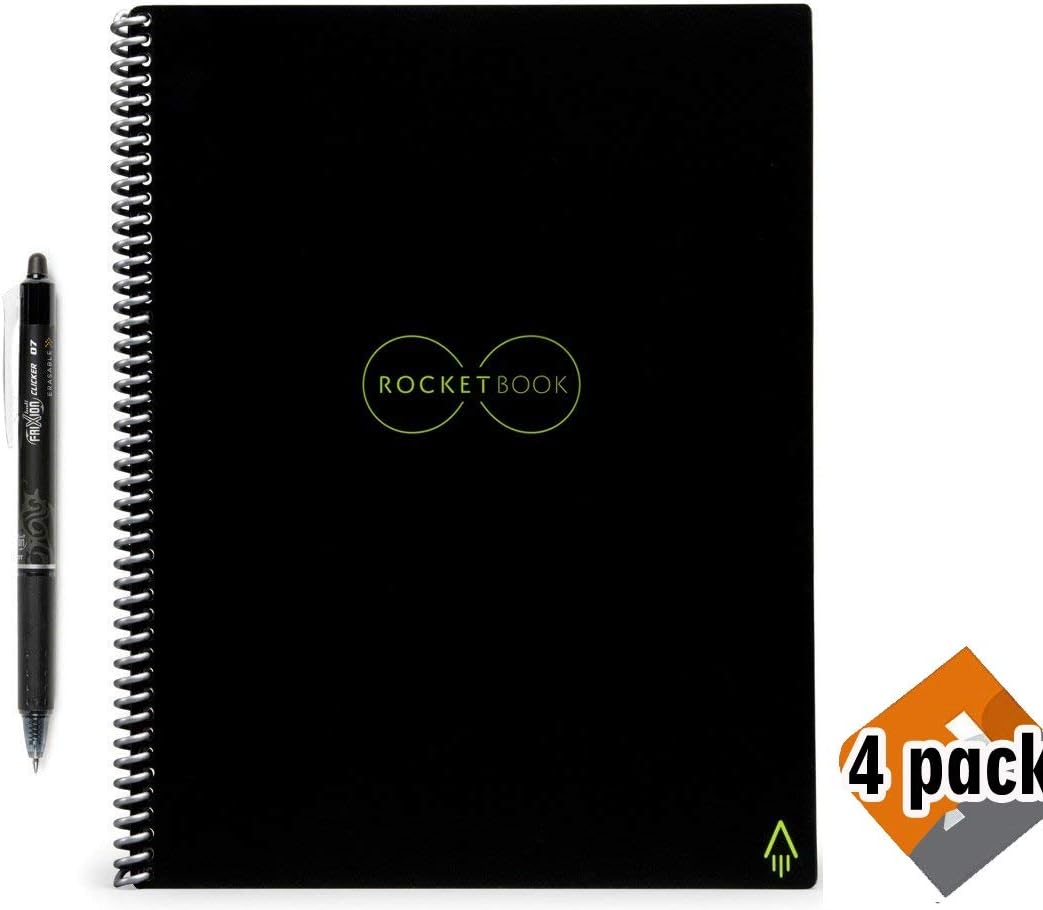 Rocketbook Erasable, Reusable Wirebound Notebook - Letter Size, 4 Pack