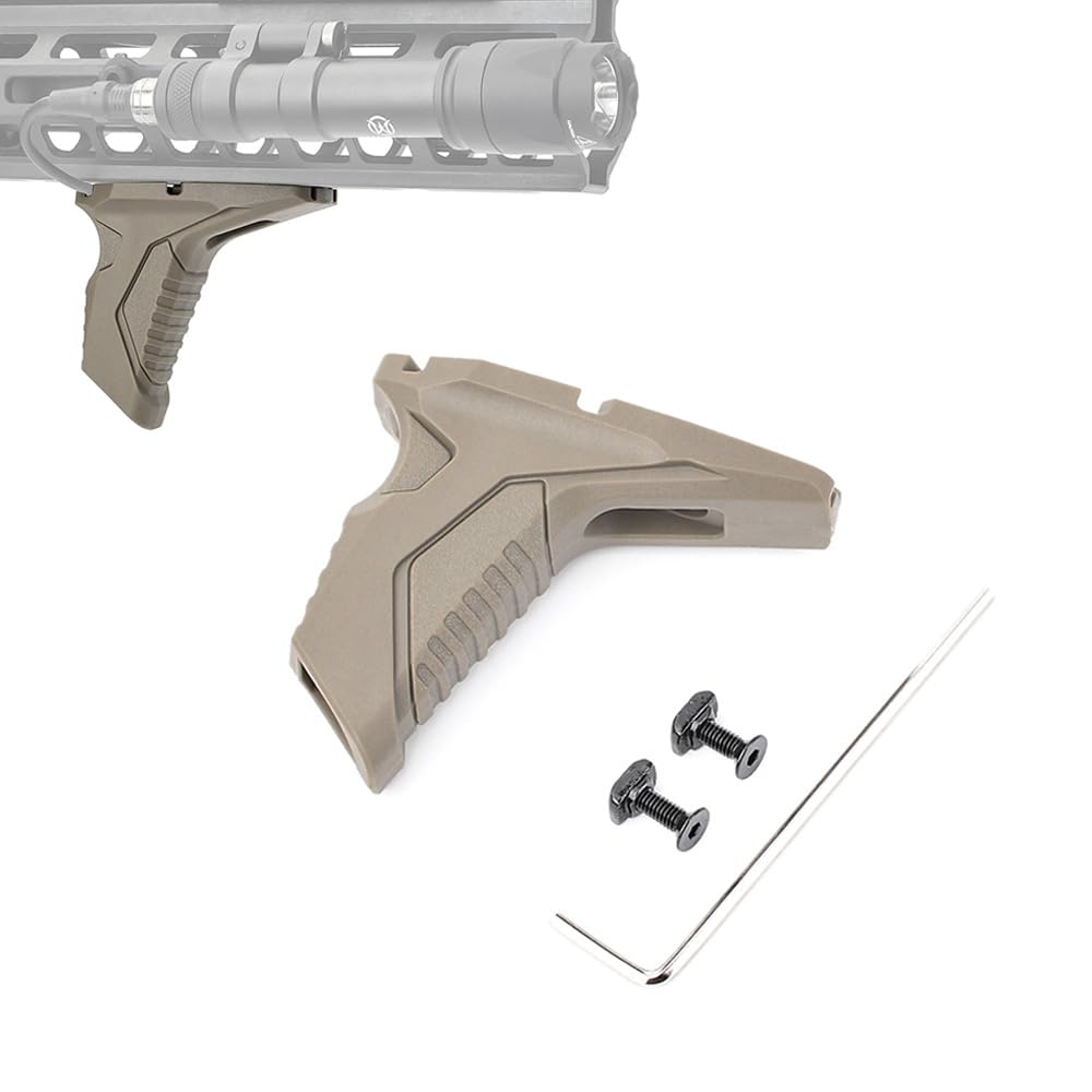 QIRUIMY Tactical Mlok keymod Link Angled Foregrip Handstop with Cable Management Front Grip for Mlok Keymod Handguard System (Brown)