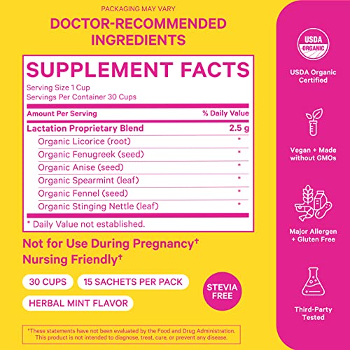 Pink Stork Lactation Support Tea Organic Herbal Mint Nursing Tea for