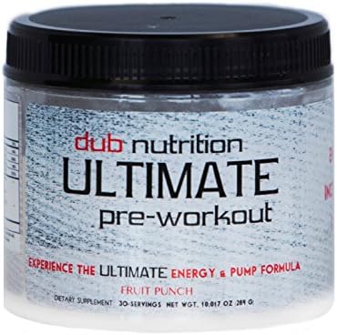 dub Ultimate Pre Workout EXTREME Energy Pump Formula, Dye Free, 0 Carbs, Builds Muscle, 60 Scoops (Grape), N.O. Boost, Niacin, AAKG, 3600mg Beta Alanine, Creatine, For men and women