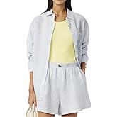 Lacoste Womens Oversized Striped Linen Shirt