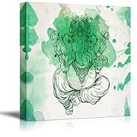 Canvas Wall Art Tribal Elephant Splash-Ink Effect Canvas Prints Home Artwork Decoration for Living Room,Bedroom - 12x12 inches