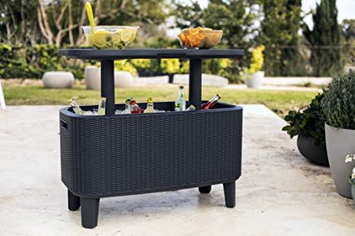 Bevy Bar - Mesa Nevera para Exterior y Jardín, Capacidad 60L, Color Grafito