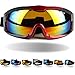 Orgrim Tactical Windproof Cycling Googles Uv400 Motorcycle Ski Snowboard Goggles Eyewear Sports Protective Safety Glasses with Extra Long Adjustable Strap (Red Frame Colorful Lens)