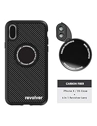 Ztylus Revolver M Series   Kit de cámara para iPhone X (lente 6 en 1, 2 lentes Telephoto, Macro, lente Super Macro, lente gran angular), Fibra de carbono