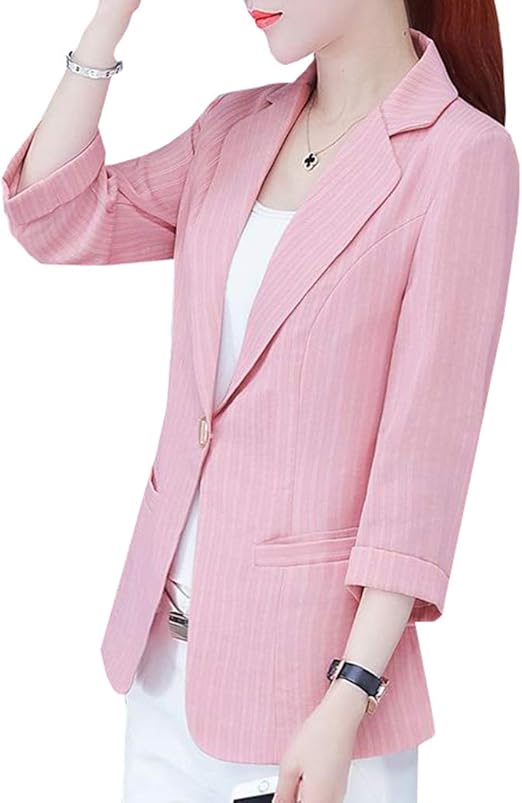 Amazon Yunhen テーラード ジャケット レディース スリム ブレザージャケット ストライプ サマージャケット スリム ファッション 夏服 アウター コート ジャケット 通販 Amazon Yunhen テーラード ジャケット レディース スリム ブレザージャケット ストライプ サマージャケット スリム ファッション 夏服 アウター コート ジャケット 通販