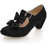 MFairy Woman's Low Heel Vintage Lolita Shoes Cute Bowknot Mary Jane Shoes