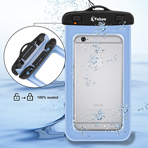 Vakoo Universal Waterproof Case, Waterproof Cellphone Dry Bag for Apple iPhone 6S, 6S Plus, iPhone 5, 5S, Galaxy S6, Note 5(Smartphone up to 6-Inch) with A Unique Neck Strap (Blue)