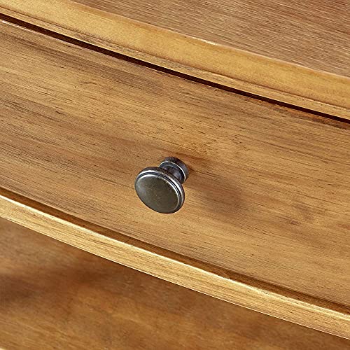 MUSEHOMEINC Rustic Wood 3Tier Nightstand with Storage Shelf and Drawer