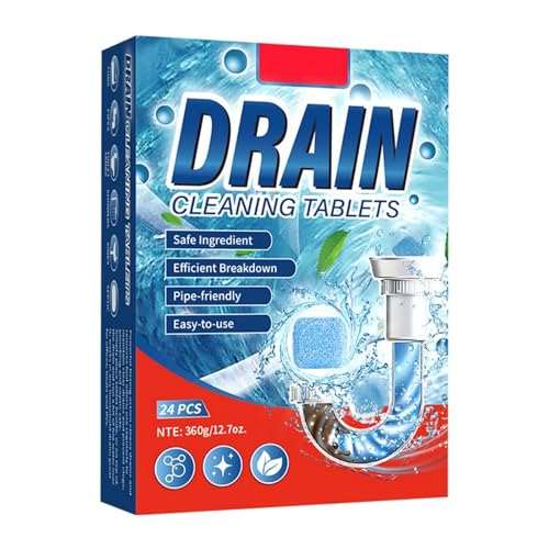 Uniiking® Garbage Disposal Cleaner Deodorizer Tablets - 24 Pack, Drain Clog Remover - Foam Sink Garburator Disposer Freshener, Natural Kitchen Drain Cleaning Care