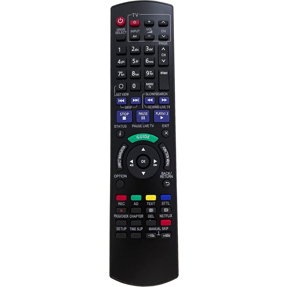 FYCJI Replacement Panasonic Remote Control N2QAYB000780 for Suitable for Smart TV Compatible with HDD Box RECORDER TV DVD RECORDER IR6 DMR-HW120EB DMR-PWT500EC DMR-PWT530EB