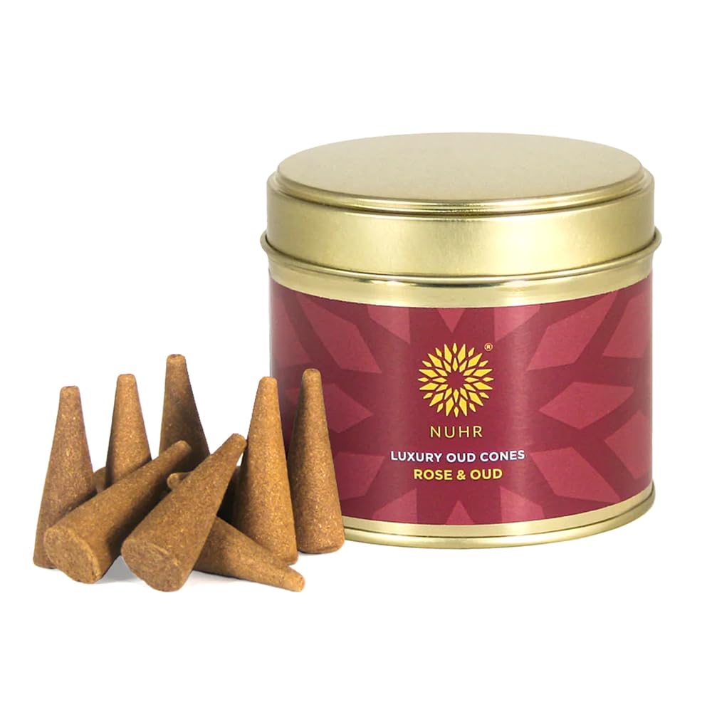 NUHR HOME Incense Cones Rose & Oud Luxury Oud / 20 Strong Scented Cones/Bakhoor alternative/Lasting Fragrance Aroma Natural Authentic Agarwood for Aromatherapy, Meditation & Stress Relief Refreshing — image 1