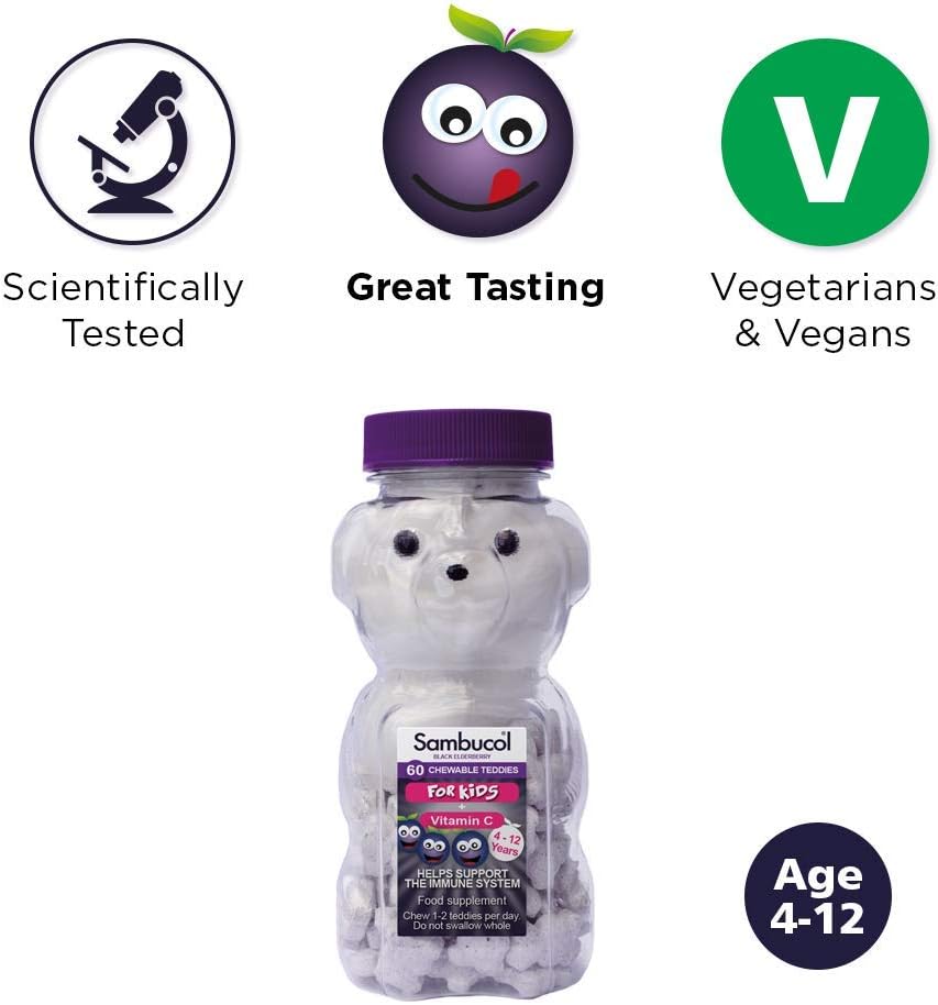 Sambucol Natural Black Elderberry Kids Chewable Teddies, 60 Count (Pack of 1) - Image 3