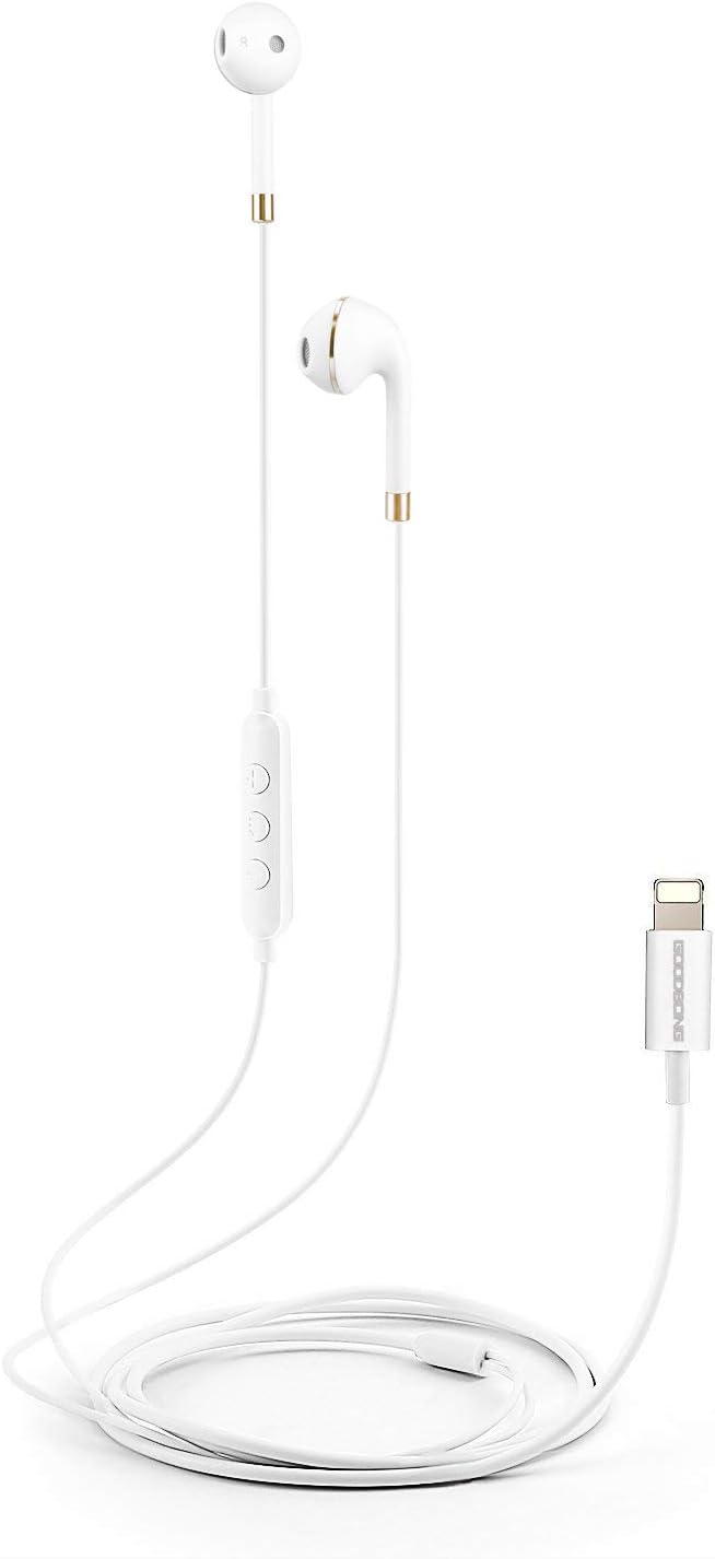 GOODBONG Headphones/Earbuds for iPhone/ipad, Stereo Sound in Earbuds and Built-in Mic and Volume Control White
