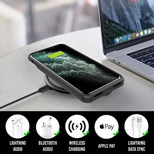 BXS Battery Case with Wireless Charging Compatible for iPhone Xs & X (5.8-inch) 2020 Upgrade Now Compatible with Lightning Audio (Black)