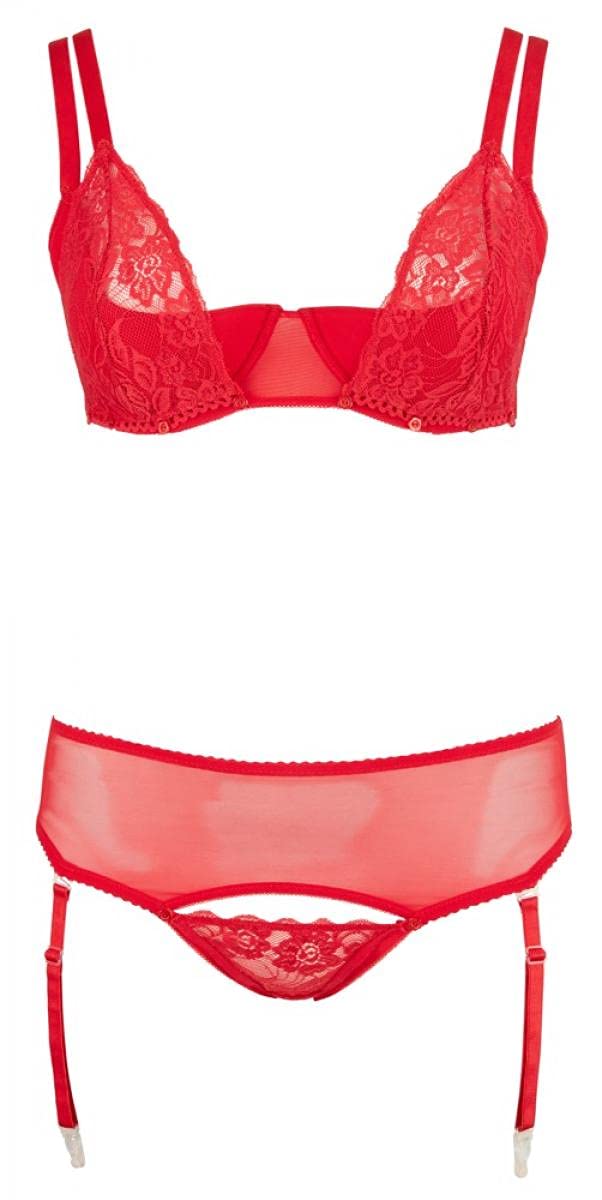 Cottelli Collection Bra Set, 90D, X-Large, Red