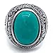 ELFASIO Men's Women's Natural Oval Turquoise Stainless Steel Ring Fashion Jewelry Size 8-15