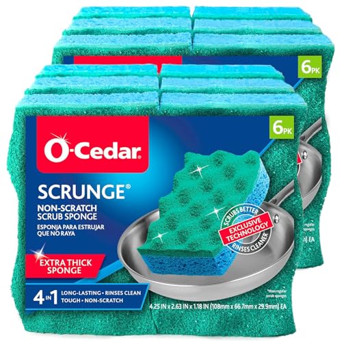 O-Cedar Multi-Use Scrunge Scrub Sponge 6 Count (Pack of 2)