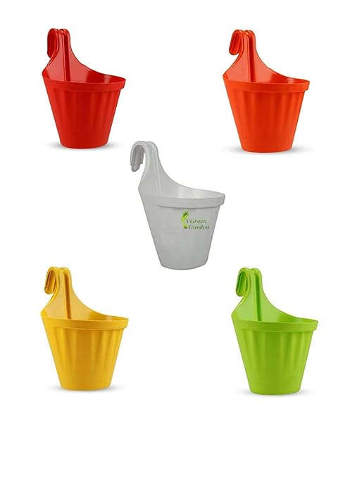 VGreen Garden New Balcony Railing Planters (Set of 4 Pcs) with Holding Sticks