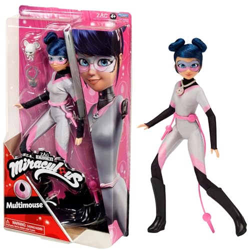 Miraculous Ladybug and Cat Noir Toys Multimouse Fashion Doll | Articulated 26cm Doll With Accessories Kwami | Superhero Figurine | Bandai Dolls, 10.23 Inch