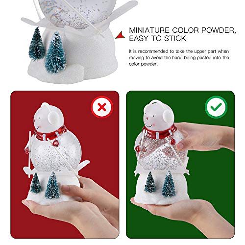 pearlstar Lighted Snow Globe Figurine - 7.3'' Cute Skiing Snowman, Water Snow Globe with Swirling Glitter and Battery & USB Powered, Great Home Decoration and Gift (Snowman)