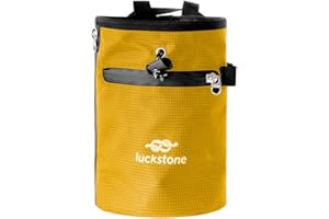 Drawstring Climbing Chalk Bag for Rock Climbing, Bouldering & Weightlifting — 420D Nylon Chalk Bucket with Antislip Base, Wai