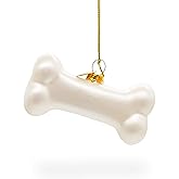 Charming White Dog Bone Blown Glass Christmas Ornament